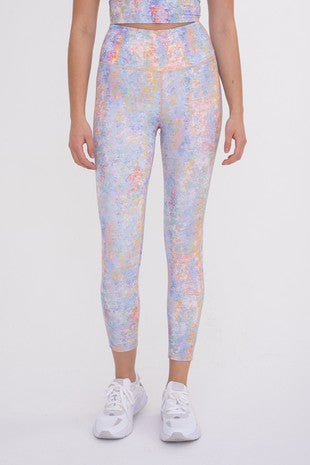 Multi Color Sponge Print Athletic Leggings