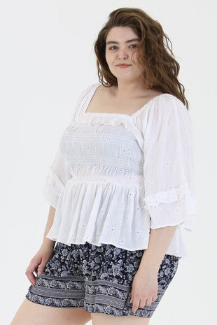 Plus Size White Peplum Top