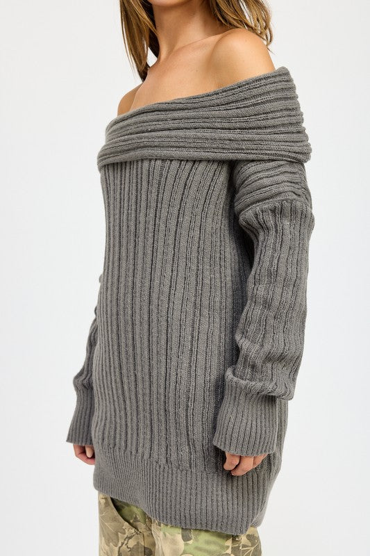 Oversized off the shoulder sweater dress best sale